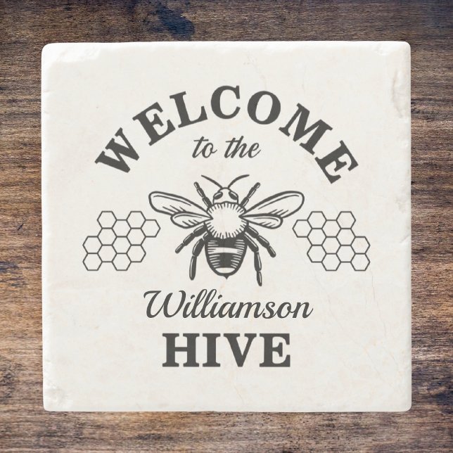 Posavasos De Piedra Bienvenidos a nuestro Monograma de Hive (Subido por el creador)