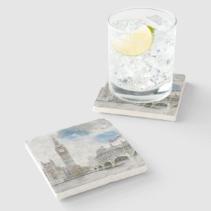 Posavasos De Piedra Big Ben Londres Inglaterra Soporte de Piedra – Bri