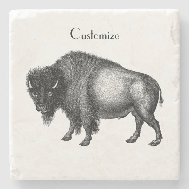 Posavasos De Piedra Big Bison Buffalo Thunder_Cove (Anverso)