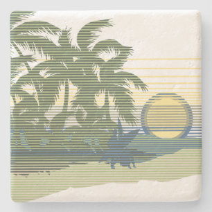 Posavasos De Piedra Big Sunset Stripe Hawaii Tiki Bar Coasters