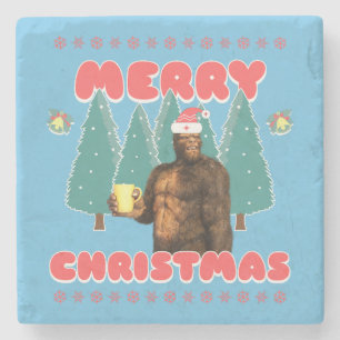 Posavasos De Piedra Bigfoot Divertido - Feliz Navidad