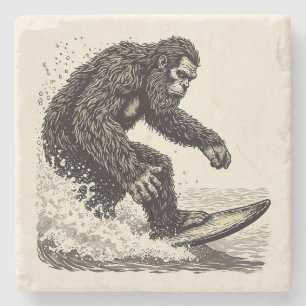 Posavasos De Piedra Bigfoot haciendo surf