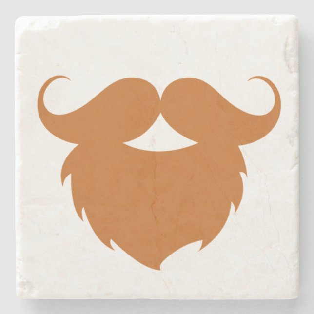 Posavasos De Piedra Bigote Marrón Divertido (Anverso)