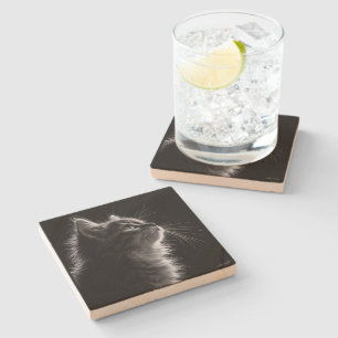 Posavasos De Piedra Bigotes a la luz de la luna
