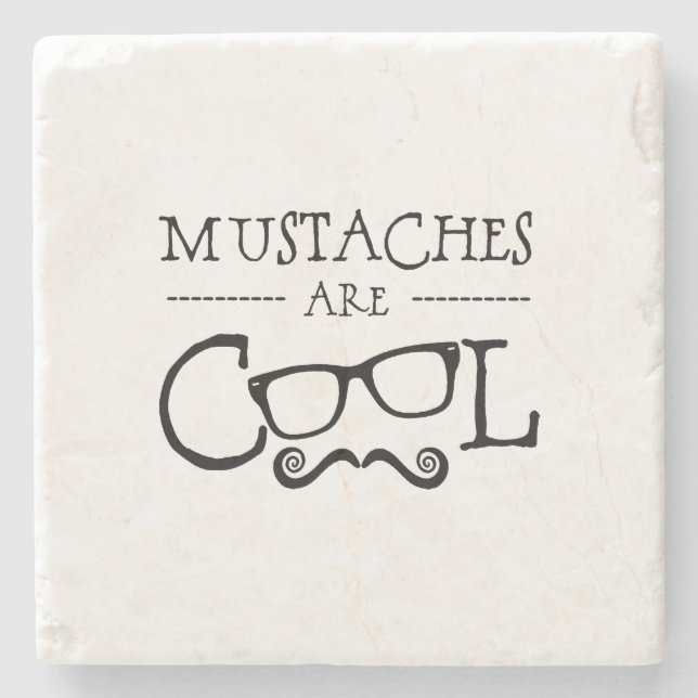 Posavasos De Piedra Bigotes Gafas Cool (Anverso)