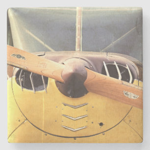Posavasos De Piedra Biplanos amarillos de la hélice del avión