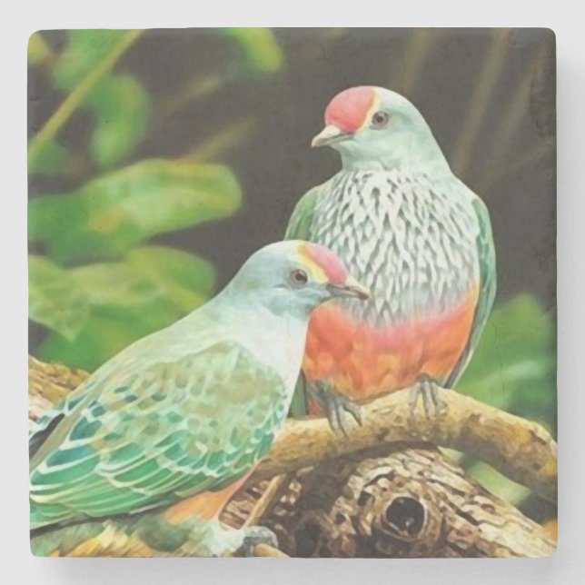 Posavasos De Piedra Bird green _coaster (Anverso)