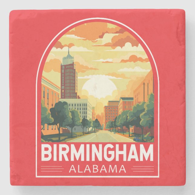 Posavasos De Piedra Birmingham Alabama Emblem de Viajes (Anverso)