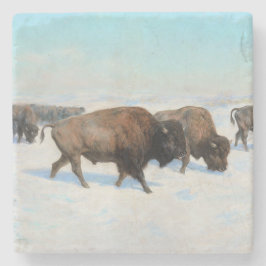Posavasos De Piedra Bison en la nieve (por Rosa Bonheur)