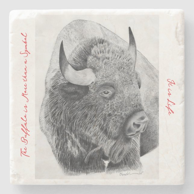 Posavasos De Piedra Bisonte Americano (Anverso)