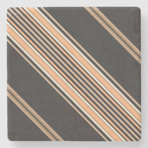 Posavasos De Piedra Black and Ecru, Stripes Square Coaster