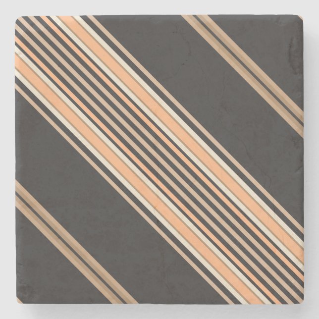 Posavasos De Piedra Black and Ecru, Stripes Square Coaster (Anverso)