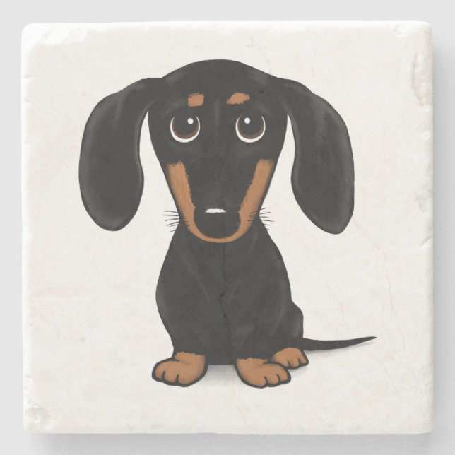 Posavasos De Piedra Black and Tan Dachshund Cute Wiener Dog (Anverso)