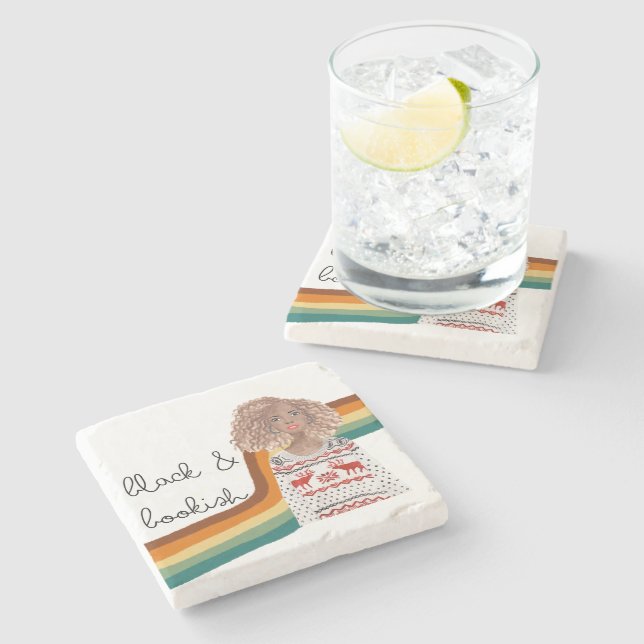 Posavasos De Piedra Black Book Lover Blonde Curly Hair (Lateral)