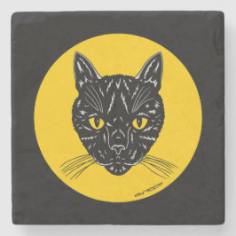 Posavasos De Piedra Black Cat Face