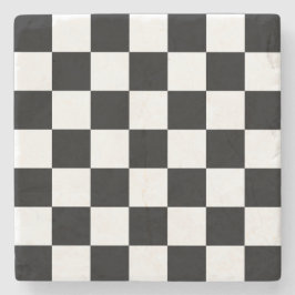Posavasos De Piedra Black Checkboard Pattern 