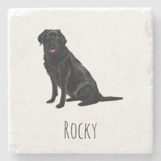 Posavasos De Piedra Black Lab Marble Drink Coasters - Custom Dog Name