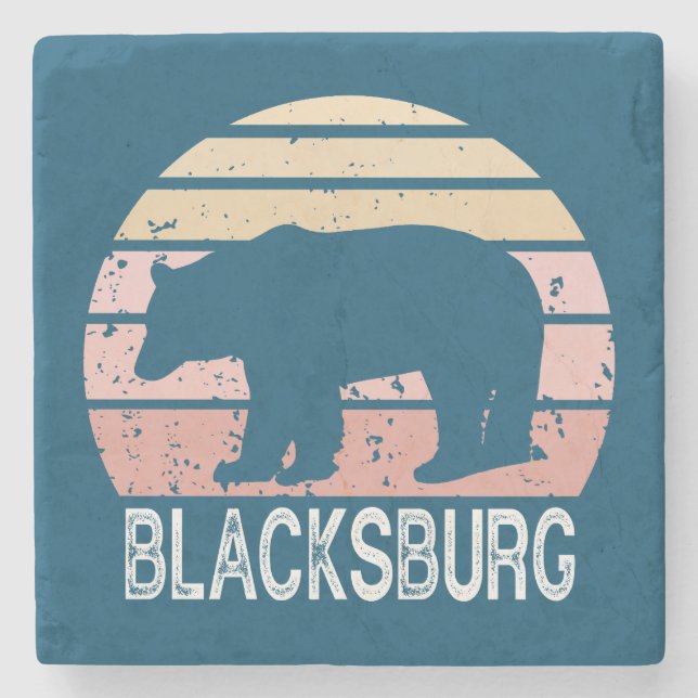 Posavasos De Piedra Blacksburg Virginia Retro Bear (Anverso)