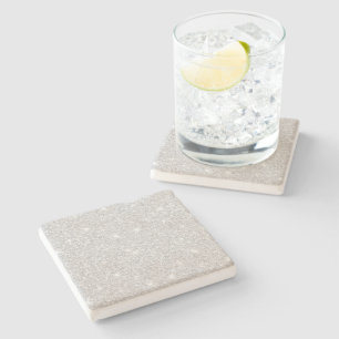 Posavasos De Piedra Blanco Brillante Plateado Color Feliz Navidad