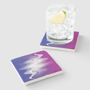 Posavasos De Piedra Blanco morado azul