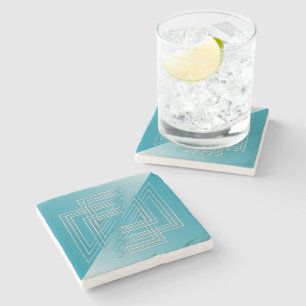 Posavasos De Piedra Blanco opaco turquesa