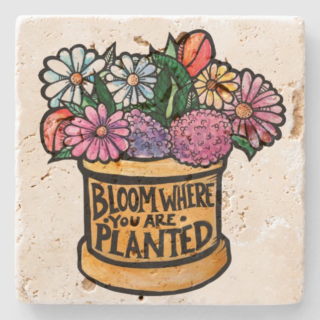 Posavasos De Piedra Bloom donde te plantan (Anverso)