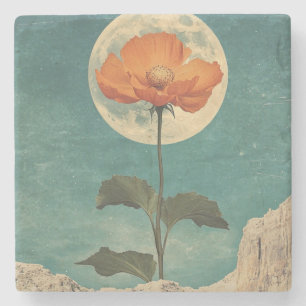 Posavasos De Piedra Bloom Naranja iluminado por luna - Encanto de Boho