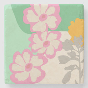 Posavasos De Piedra Bloques de color de margaritas de verano Floral mo