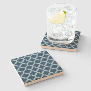 Posavasos De Piedra Blue and Baby Blue Trellis, Lattice, Quatrefoil