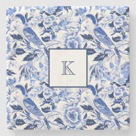 Posavasos De Piedra Blue Bird Chinoiserie Monograma 