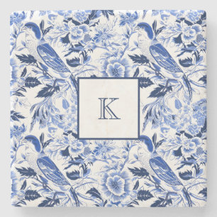 Posavasos De Piedra Blue Bird Chinoiserie Monograma 
