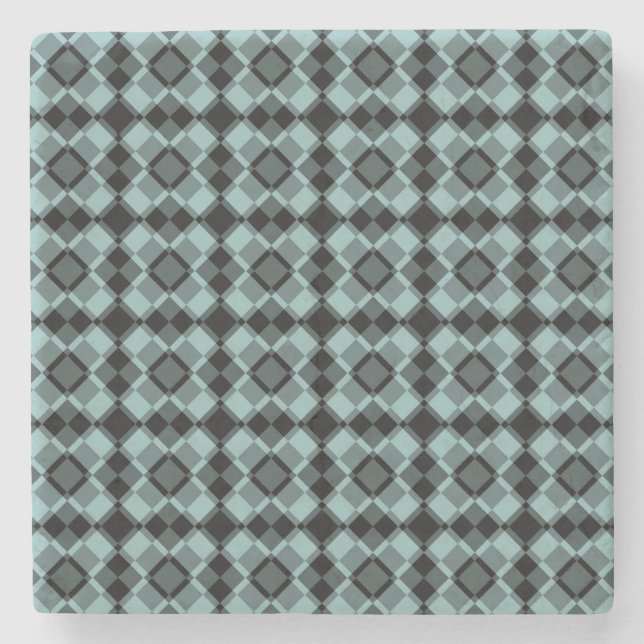 Posavasos De Piedra Blue Black Checker Argyle Pattern (Anverso)