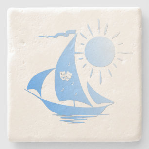 Posavasos De Piedra Blue Comedy and Tragedy Theatre Sailboat