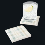 Posavasos De Piedra Blue Cream White Plaid<br><div class="desc">Blue Cream White Plaid</div>