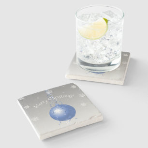 Posavasos De Piedra Blue Fancy Christmas Ornamet Stone Coaster