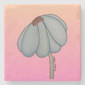 Posavasos De Piedra Blue flower with pink background