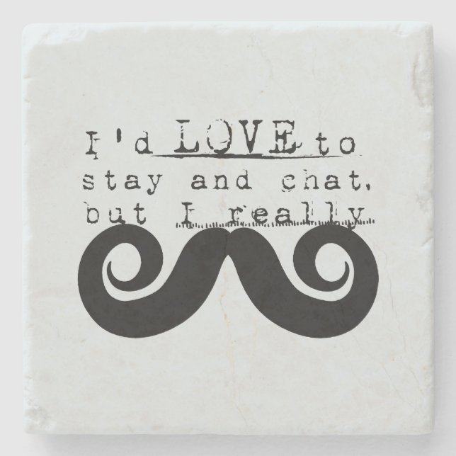 Posavasos De Piedra Blue Grey Black Funny Humor I Mustache (Anverso)