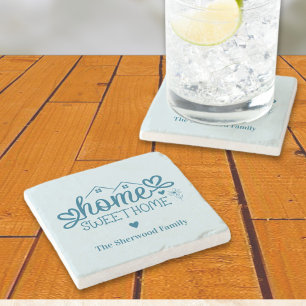 Posavasos De Piedra Blue Home Sweet Home Personalizado