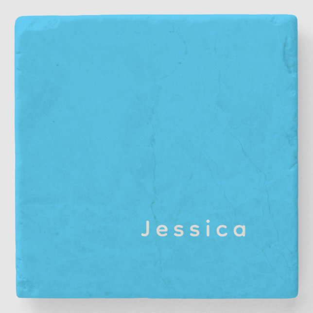 Posavasos De Piedra Blue Modern Elegant Plain Simple Professional Name (Anverso)