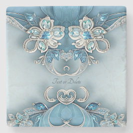 Posavasos De Piedra Blue Ornate Floral Stone Coaster