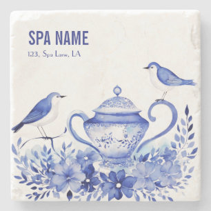 Posavasos De Piedra Blue Serenity Tranquil Personalizado Spa