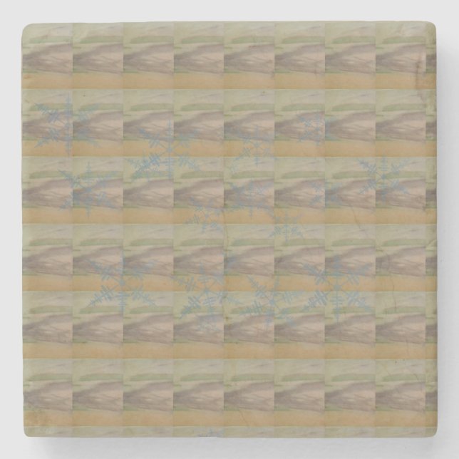 Posavasos De Piedra Blue snowflake waves on the Seashore (Anverso)