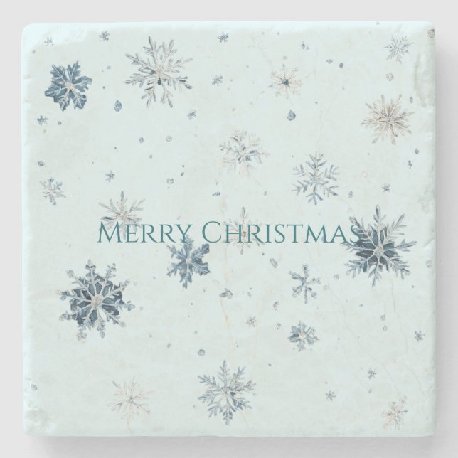 Posavasos De Piedra Blue Snowflakes Christmas  (Anverso)