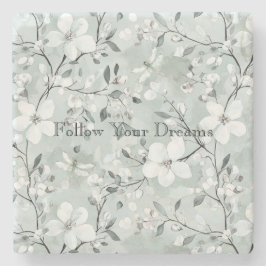 Posavasos De Piedra Blue White Floral Dragonflies