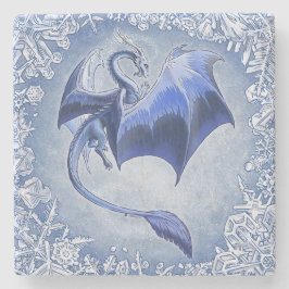 Posavasos De Piedra Blue Winter Dragon Fantasy Nature Art