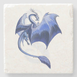Posavasos De Piedra Blue Winter Dragon Fantasy Nature Art