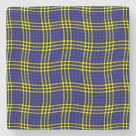 Posavasos De Piedra Blue Yellow Plaid Checker Seamless Pattern