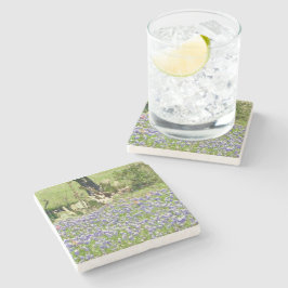 Posavasos De Piedra Bluebonnets And Cactus Marble Stone Coasters