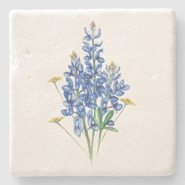 Posavasos De Piedra Bluebonnets y Wildflowers (Anverso)