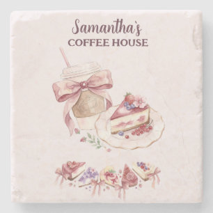 Posavasos De Piedra Blush Patisserie Cafe Marca Personalizada